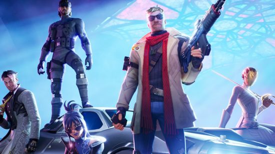 Best Xbox One games: Characters standing around a car in Fortnite Chapter 5 Season 1 