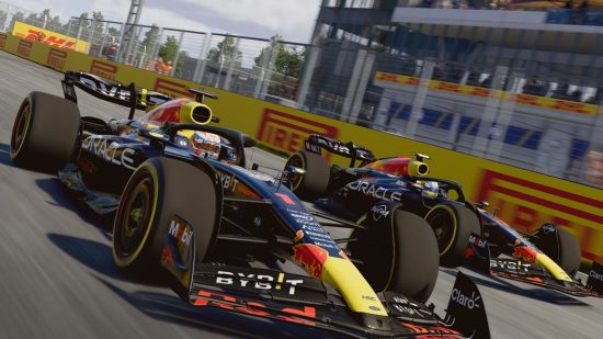 Best Xbox sports games: two Red Bull F1 cars racing in F1 23