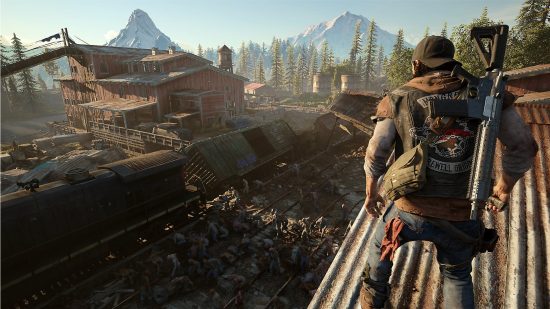 Best zombie games: Deacon from Days Gone overlooking a horde of zombies