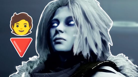 Destiny 2 lowest player count record: Mara Sov, a woman with grey skin and blue eyes staring upwards