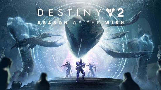 Destiny 2 Season 23 release date: The Season of the Wish promotional art, depicting an Ahamkara emerging from a portal behind three Guardians.