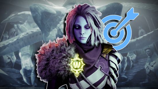 Destiny 2 Wishing All the Best: Mara Sov against a background of Riven from Season 23, with a target icon over Mara's shoulder.