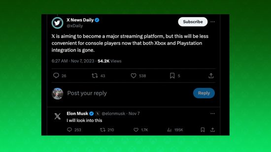 Elon Musk PS5 Xbox Integration X Twitter