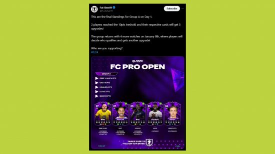 FC 24 FC Pro Open promo players: the results of Group A and the upgrades due