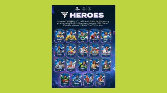 Fc 24 free hero pre-order bonus: an image of all the players in the promo