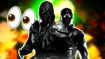 Mortal Kombat 1 leaks Noob Saibot teaser: an image of Noob Saibot and side eye emojis