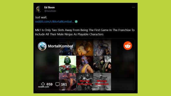 Mortal Kombat 1 leaks: Noob Saibot teaser tweet from Ed Boon