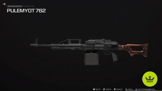 MW3 best guns: The Pulemyot 762 LMG in the weapon preview page.