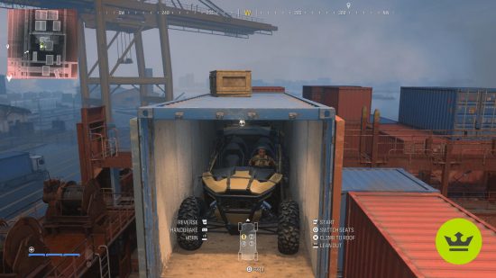 MW3 missions: Farah sat in a buggy inside a blue shipping container in the Precious Cargo level.