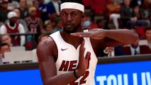 NBA 2K24 ratings update November 2023: an image of a Miami Heat player calling a time-out