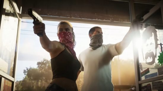 New PS4 games: Lucia and the unnamed male protagonist wearing bandanas in GTA 6