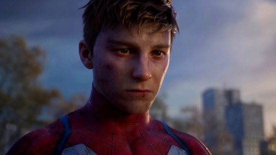 Spider-Man 2 Peter Parker retire sequel: an image of the character sad and bloodied