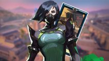 Valorant account level: Viper, a masked woman in a black and green bodysuit
