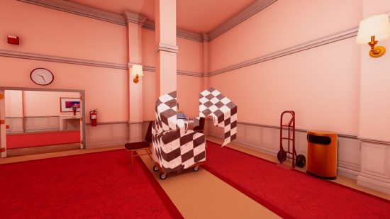 Xbox Game Pass Core games: A checked-box pattern covering various objects in a room in Superliminal.