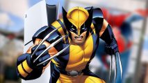 Comic version of Wolverine in front of a PS5 Slim