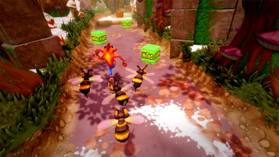Best Xbox One games: Crash Bandicoot being chased by bees