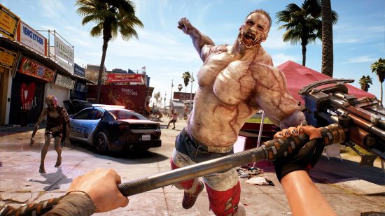 Best Xbox One games: a giant muscular zombie lunging at the player in Dead Island 2
