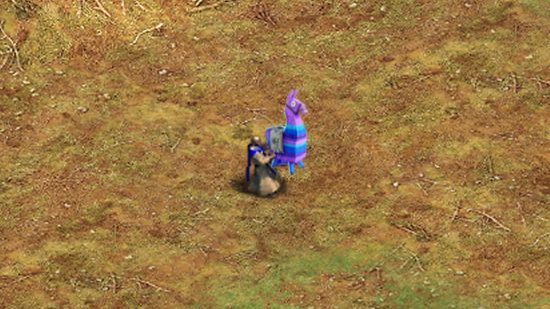 Fortnite RTS Christmas 2023: a monk carrying a llama pinata