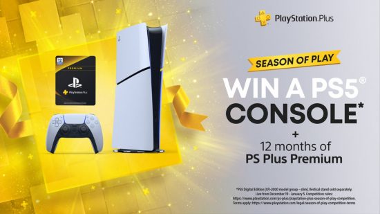 PS5 free console bundle contest: The official Season of Play promotional art to win a PS5 console, controller, and PS Plus Premium.