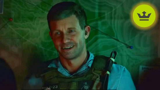 The Loadout Awards 2023: MW2 character Phillip Graves smiling and wearing a blue shirt with military vest over the top
