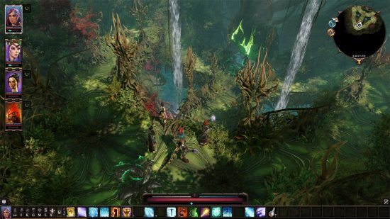 Baldur's Gate 3 Larian Studios next game: Four characters surrounded by large, fantasy plants in Divinity Original Sin 2.
