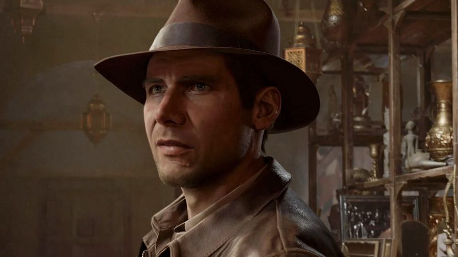 Indiana Jones and the Great Circle: Indiana Jones in a brown leather jacket and explorers hat