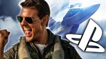 An image of Ace Combat 7 on PS Plus and Tom Cruise