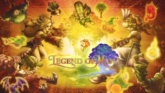 PS Plus January 2024 Premium Extra games: Legends of Mana artwork depicting several characters reaching towards the center of the image.