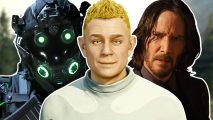 PS5 Xbox predictions 2024: a CoD soldier in night vision wear, a blonde man in a jumpsuit, and Keanu Reeves with his long hair
