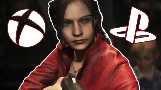 Resident Evil 2 Game Pass PS Plus: Claire in a red jacket holding a shotgun