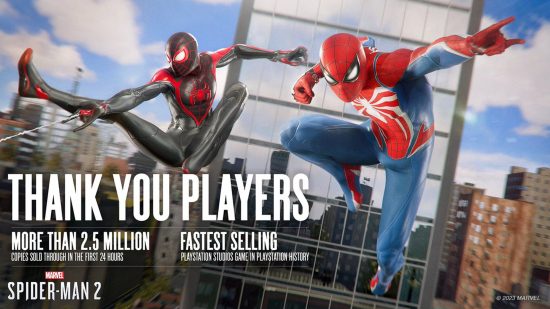 An image of Spider-Man 2: Insomniac Games confirms 2.5 million PS5 sales