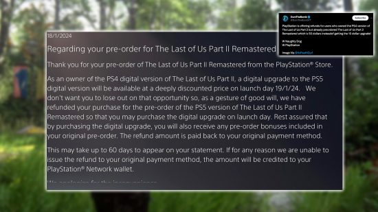 The Last of Us 2 Remaster refund discount