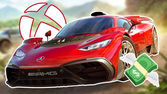Xbox racing game deals: a red Mercedes AMG kitted out with carbon fibre