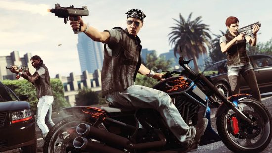 Best PS5 multiplayer games: An image of Los Santos bikers in GTA Online on PS5.