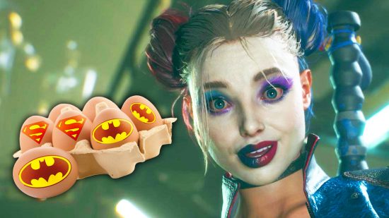 Suicide Squad Kill the Justice League easter egg: An image of Harley Quinn in the Hall of Justice.