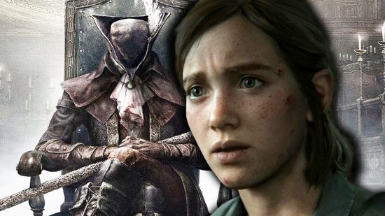 The Last of Us 2 Bloodborne: An image of Ellie from The last of us and The Hunter from Bloodborne.