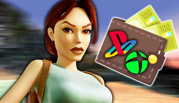 Tomb Raider 1-3 Remastered cheap price: An image of Lara Croft from the Tomb Raider remasters.