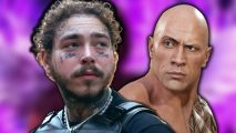 WWE 2K24 Post Malone: An image of Post Malone and The Rock.