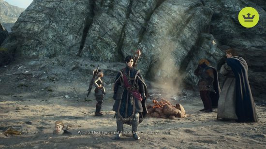 Dragon's Dogma 2 Pawns: An image of Pawns and the Arisen around a campfire in Dragon's Dogma 2.