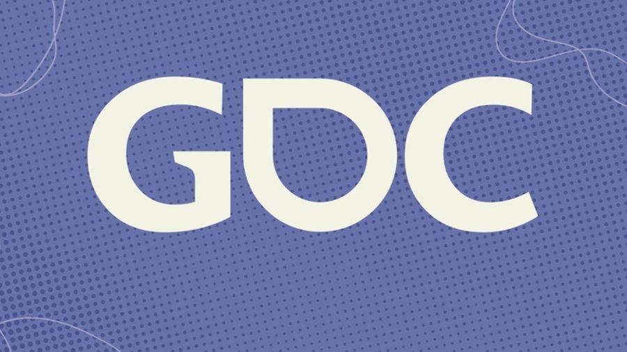 GDC: The logo for the Game Developers Conference set against a purple background