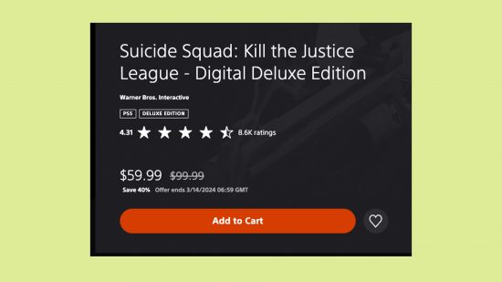 Suicide Squad Kill the Justice League Deluxe Edition Sale: An image of Kill the Justice League Deluxe Edition on PS5.