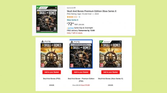Skull and Bones discount: An image of Skull and Bones Premium Edition discounted.