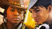 The Finals Season 2 release date: a cowgirl wearing a hat and eyepatch next to a woman with dark hair