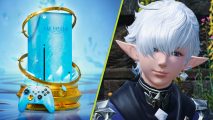 Xbox Final Fantasy 14 custom console: The custom FF14 Xbox Series X console on the left side, with a close-up of Alphinaud on the right side.