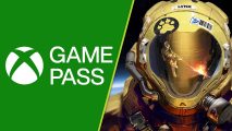 Xbox Game Pass Games leaving March 2024: A split image with the Xbox Game Pass logo on the left and an astronaut from Hardspace Shipbreaker on the right.
