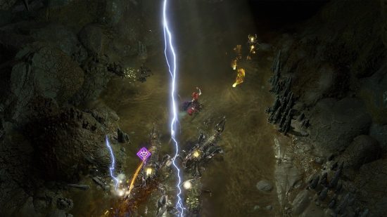 Diablo 4 Xbox Game Pass 10 million hours: a rogue calls down lightning on a group of enemies