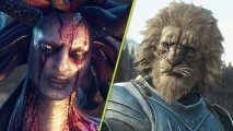 Dragon's Dogma 2 sales 2.5 million: a serpent lady with snakes for hair next to a lion man
