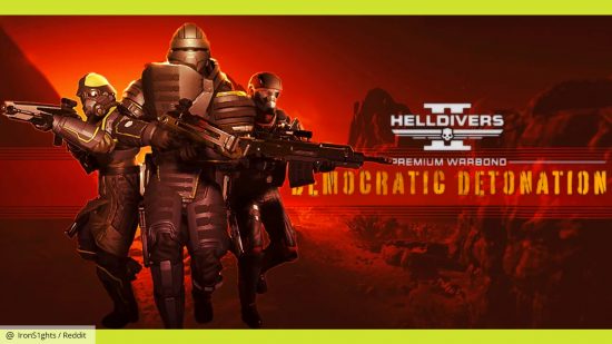 Helldivers 2 Democratic Detonation Warbond: three Helldivers wearing new armor sets, holding explosive weapons