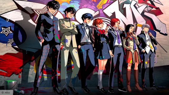 Persona 6 leaks color theme: a group of high school kids with paint spattered across their uniforms