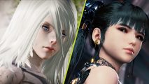 PS5 NieR Automata sale Stellar Blade: A2 with her white hair next to the black-haired Eve